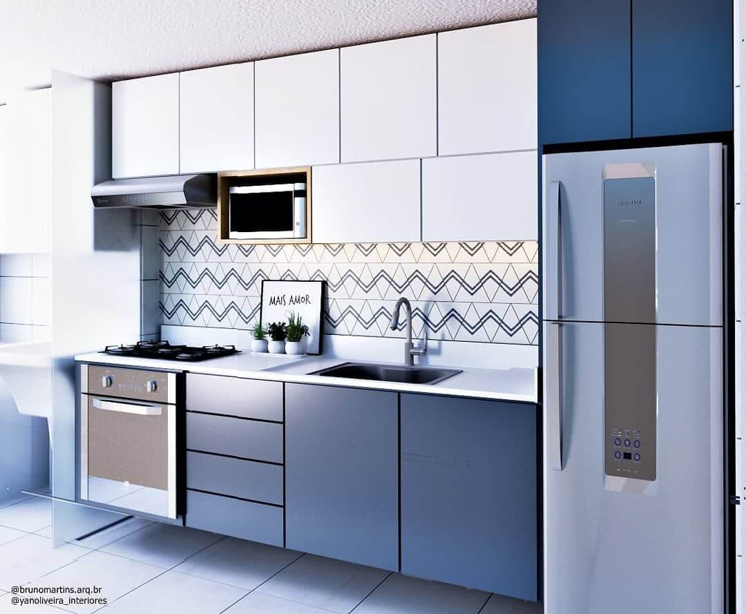 Cozinha Planejada Apartamento Azul
